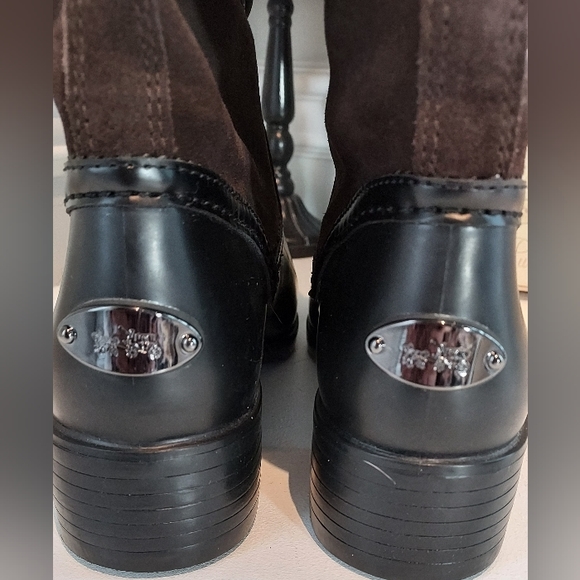 Coach Brown Zena Rubber and Suede Winter/Rain Boots Pre-owned - Picture 5 of 9